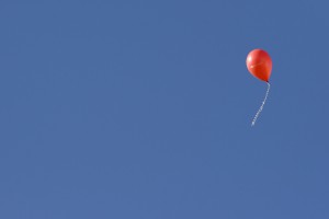 Letting go of a single balloon